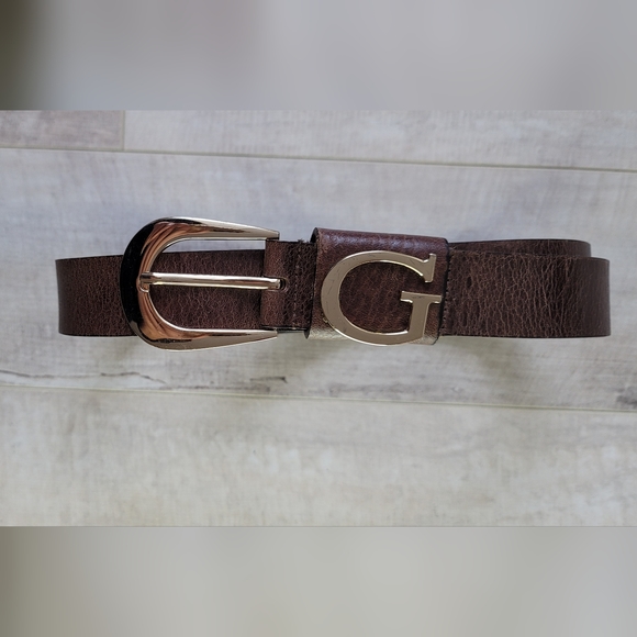 SALE M Genuine Leather Guess Belt Gold Hardware Sz M - Picture 16 of 16